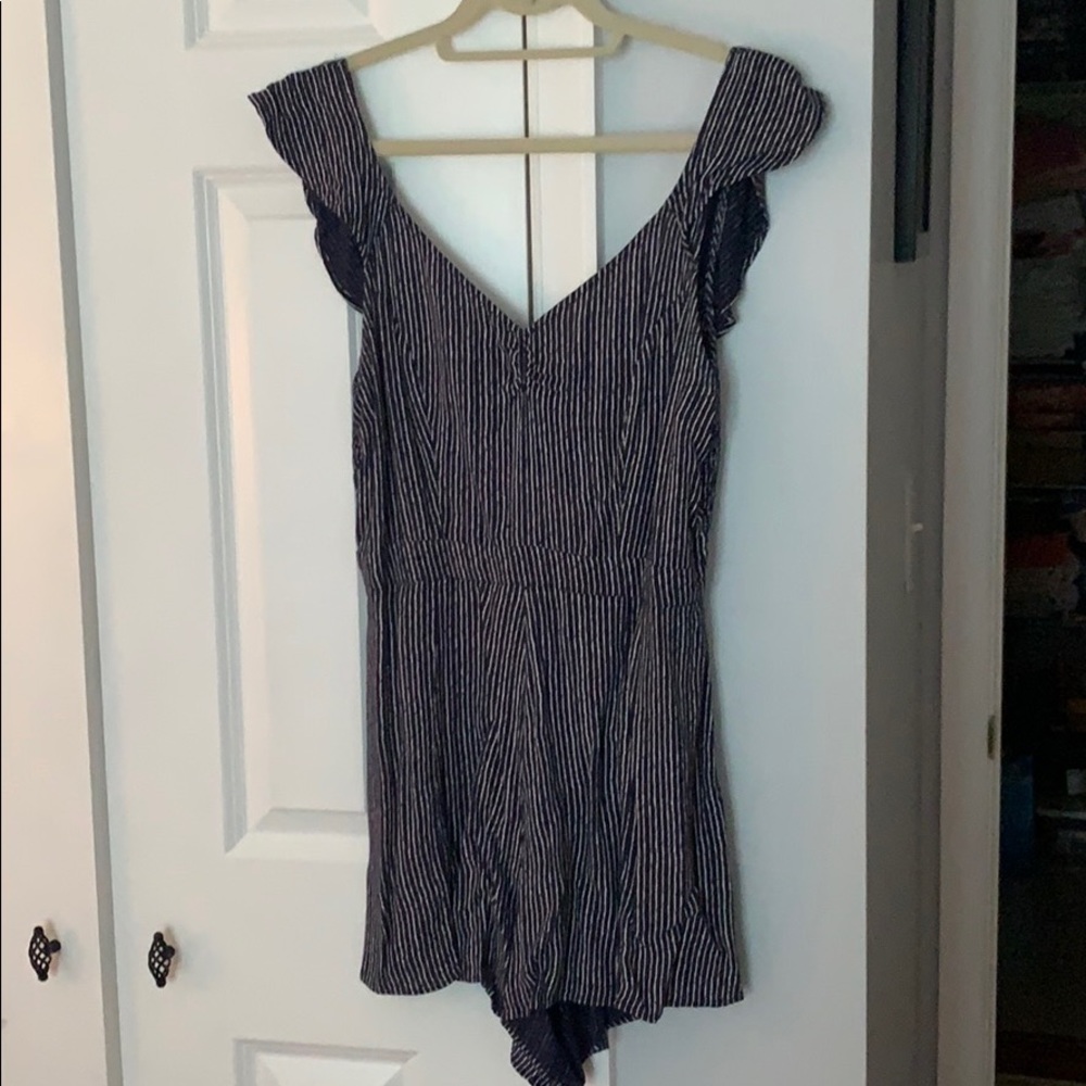 American Eagle Navy Striped Romper